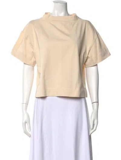 Pre-owned Soeur Mock Neck Short Sleeve Top In Neutral