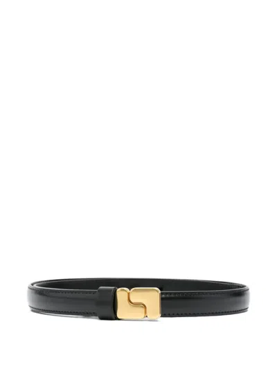 Soeur Womens Noir Ninon Lizard-embossed Leather Belt In Black