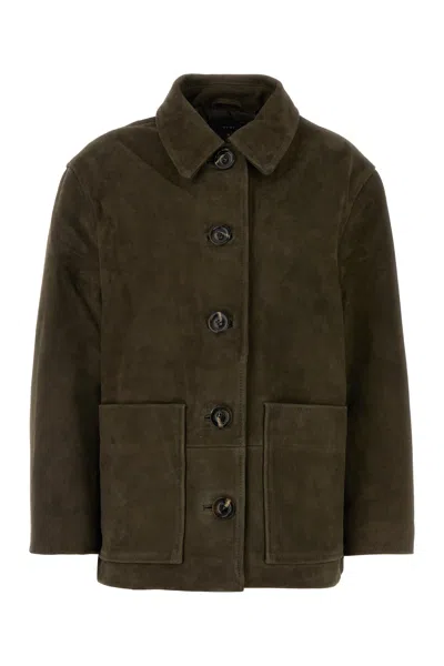 Soeur Olive Green Suede Vincenzo Jacket