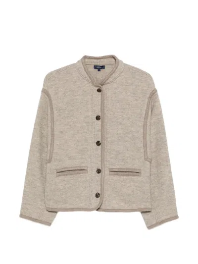 Soeur Olympe Button-up Wool Jacket In Animal Print