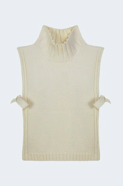 Soeur Womens Ecru Or High-neck Sleeveless Wool Jumper In Neutral