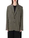 Soeur Checked Wool Blend Oversized Tailoring Blazer In Maroon Green Check