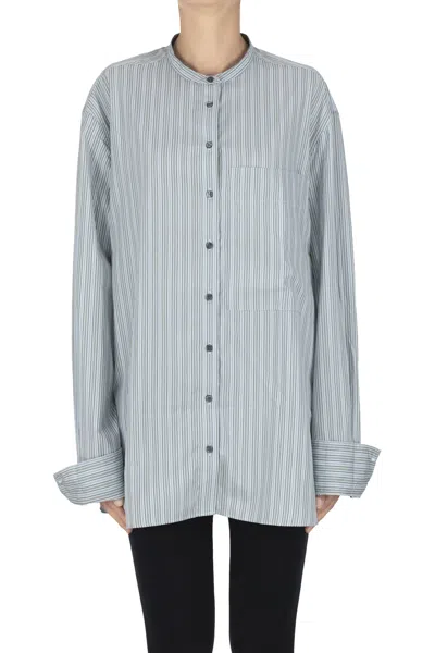 Soeur Oversized Cotton Shirt In Blue