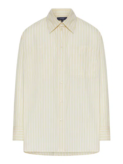 Soeur Oversized Cotton Shirt With Patched Pocket In Nude