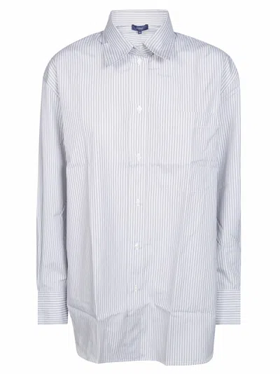 Soeur Oversized Striped Cotton Shirt In Blue