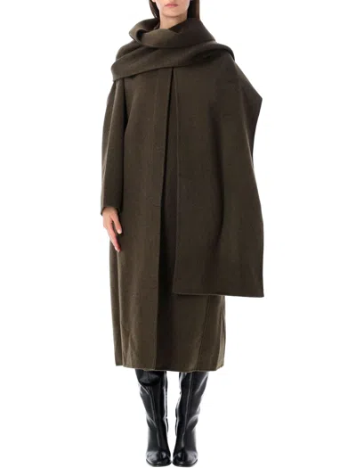 Soeur Oversized Wool Blend Wrap Coat In Brown