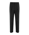 Soeur Curved Pleat Ankle-length Straight Pants In Virgin Wool In Black