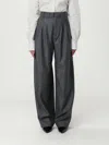 Soeur High Waist Wool Blend Trousers With Belt In Gray