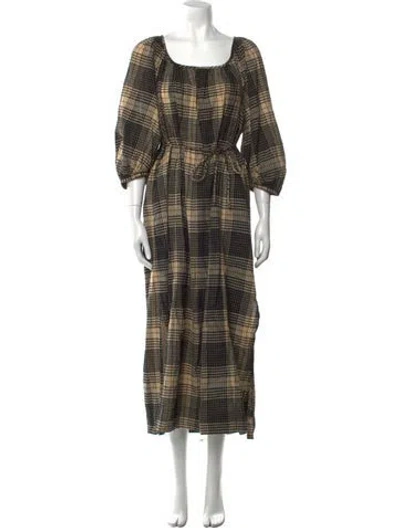 Pre-owned Soeur Plaid Print Long Dress In Multi