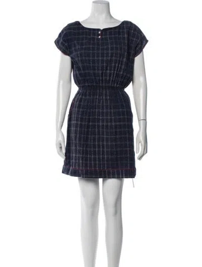 Pre-owned Soeur Plaid Print Mini Dress In Blue