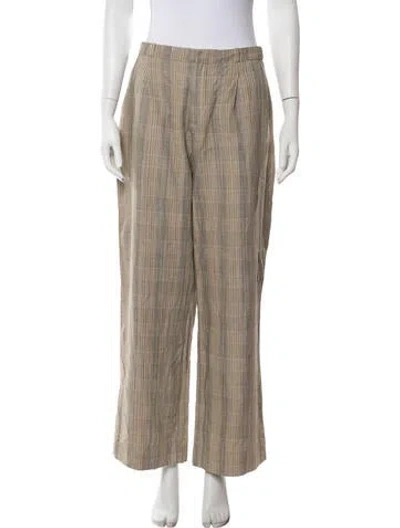 Pre-owned Soeur Plaid Print Wide Leg Pants In Neutrals