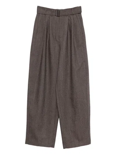 Soeur Pleated Belted Trousers In Brown