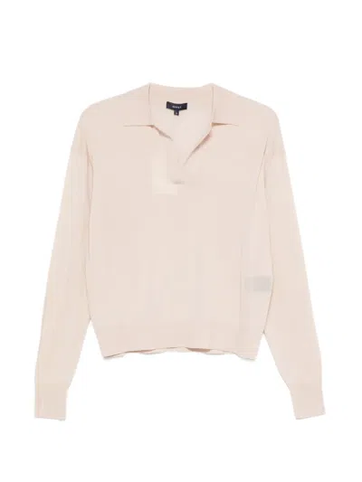 Soeur 폴로 칼라 긴소매 울 티셔츠 In Pink
