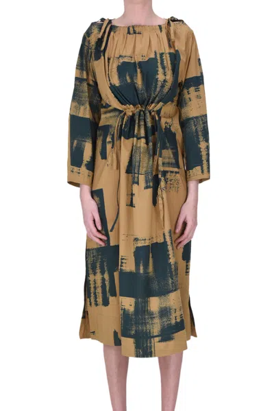 Soeur Printed Cotton Dress In Camel
