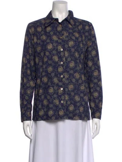 Pre-owned Soeur Printed Long Sleeve Button-up Top In Blue