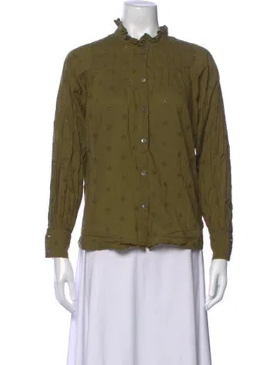 Pre-owned Soeur Printed Long Sleeve Button-up Top In Green