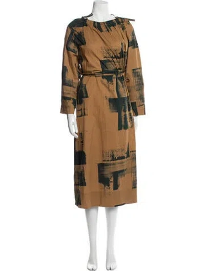 Pre-owned Soeur Printed Midi Length Dress In Brown