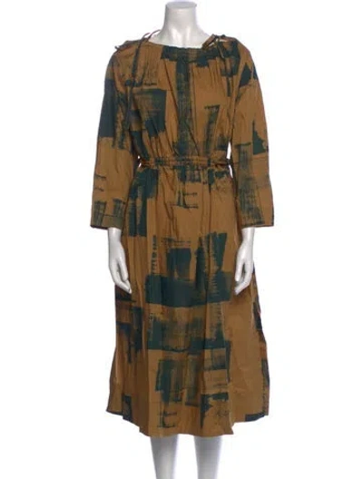 Pre-owned Soeur Printed Midi Length Dress In Brown