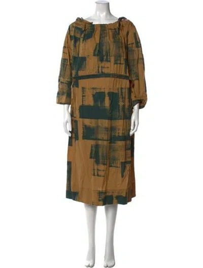 Pre-owned Soeur Printed Midi Length Dress In Brown