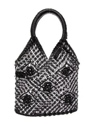 Pre-owned Soeur Raffia Shoulder Bag In Black