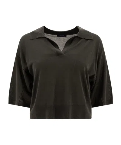 Soeur Ribbed Detail Polo Shirt In Black