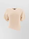 Soeur Ribbed Texture Asymmetric Hem T-shirts With Side Slit In Neutral