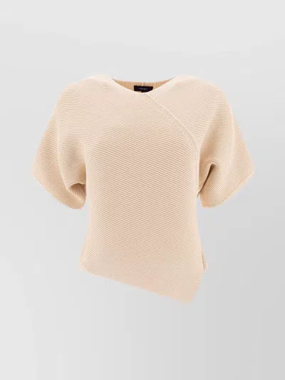 Soeur Ribbed Texture Asymmetric Hem T-shirts With Side Slit