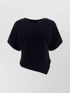 Soeur Ribbed Texture Short Sleeves Asymmetric Hem Top In Black