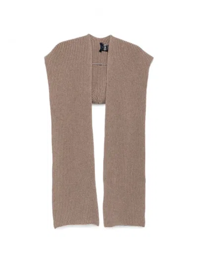 Soeur Ribbed-knit Hooded Scarf In Neutral