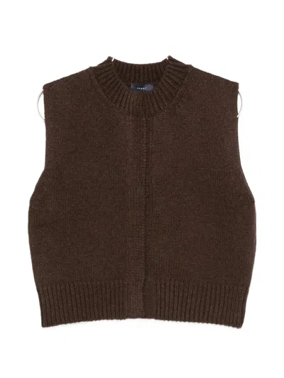 Soeur Ribbed-knit Sleeveless Sweater In Brown