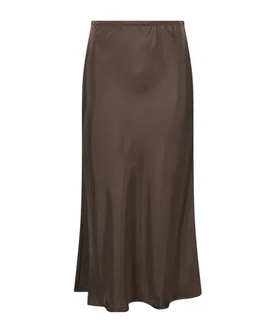 Soeur Satin Midi Skirt In Brown