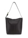 Soeur Large Saudade Leather Buckle Shoulder Bag In Black