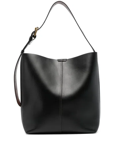 Soeur Saudade Logo-embossed Leather Shoulder Bag In Noir/cognac