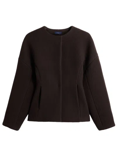 Soeur Sculpted Wool-cotton Coat For Women In Brown
