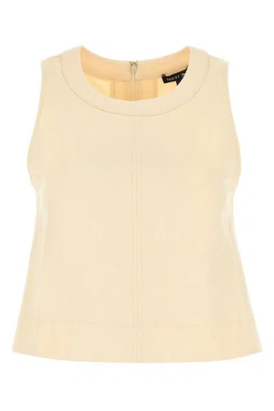 Soeur Cotton Pampa Sleeveless Top Round Neckline In Yellow