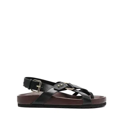 Soeur Mexico Leather Sandals In Black