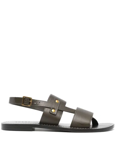 Soeur Amazonia Leather Sandals In Green