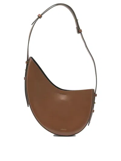 Soeur Shoulder Bag Curved Shape Adjustable Strap Buckle In Brown
