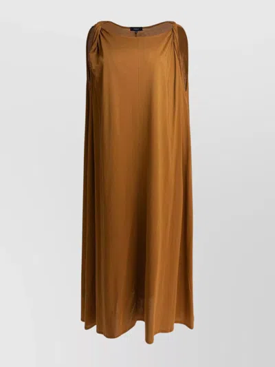 Soeur Shoulder Detail Gathered Midi Length Relaxed Silhouette In Gold