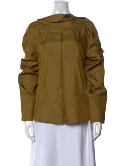 Pre-owned Soeur Silk Cowl Neck Blouse In Green