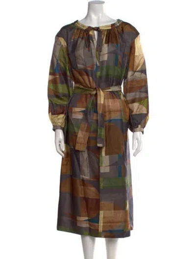 Pre-owned Soeur Silk Long Dress In Brown