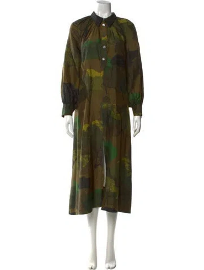 Pre-owned Soeur Silk Long Dress In Green