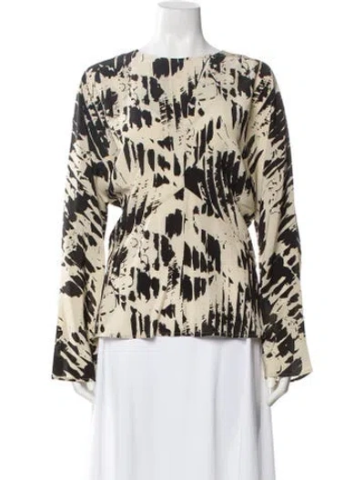 Pre-owned Soeur Silk Patterned Blouse W/ Tags In Black