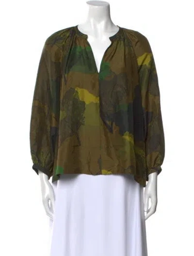 Pre-owned Soeur Silk Printed Blouse In Green