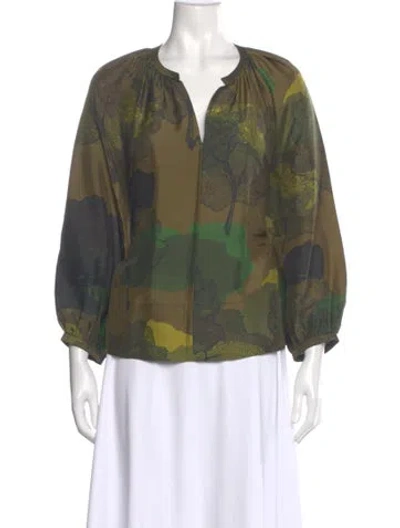 Pre-owned Soeur Silk Printed Blouse In Green
