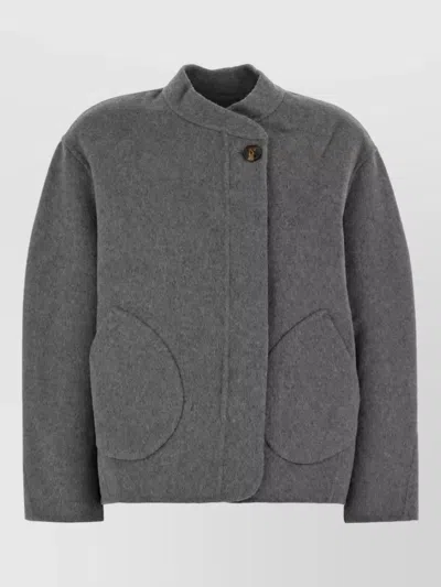 Soeur Single-breasted Fitted Jacket In Gray