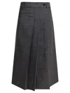 Soeur High-waisted Midi Skirt Featuring Pockets In Gray