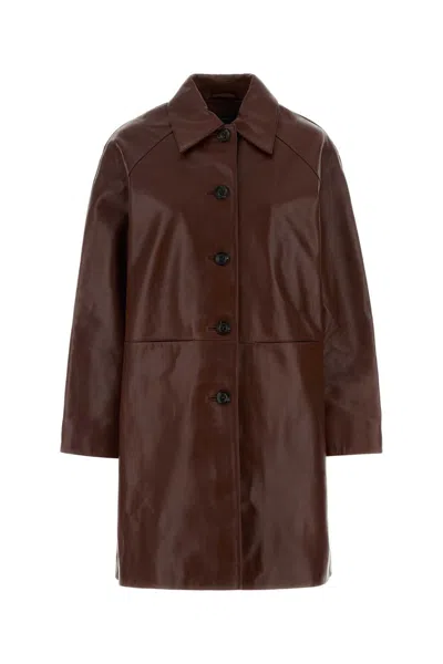 Soeur Sleek Leather Logan Jacket In Brown