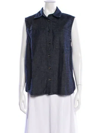 Pre-owned Soeur Sleeveless Button-up Top In Blue