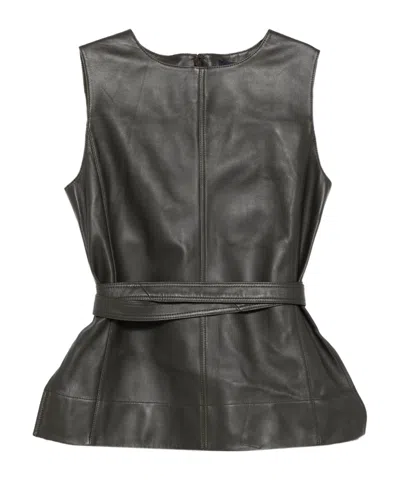 Soeur Sleeveless Leather Top In Black